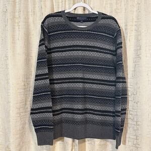 Brooks Brothers Sweater Italian Yarn Fair Isle Sweater‎ Grandpa Grey Men's Large